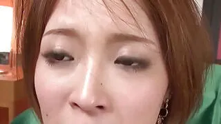 Super boinking hot Japanese breezy receives mighty facial popshot