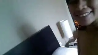 Asian babe rides hubbys cock